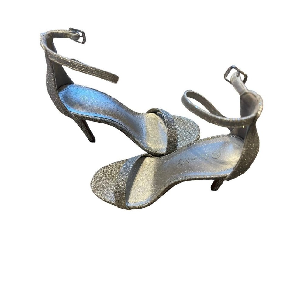 Ladies silver sparkle stiletto heels 6  BoxS755‎